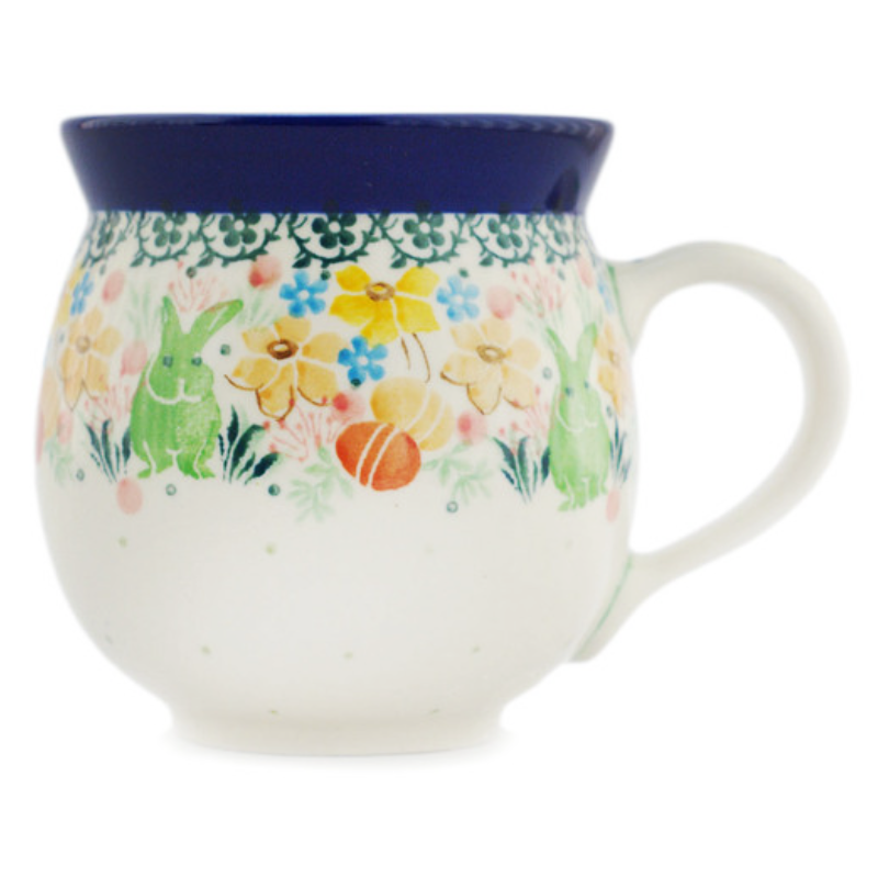 Polish Pottery Bubble Mug - 12 oz - Easter Bunny - Unikat