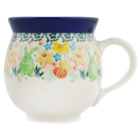 Polish Pottery Bubble Mug - 12 oz - Easter Bunny - Unikat