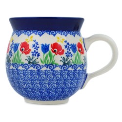 Polish Pottery Bubble Mug - 12 oz - Poppy Garden