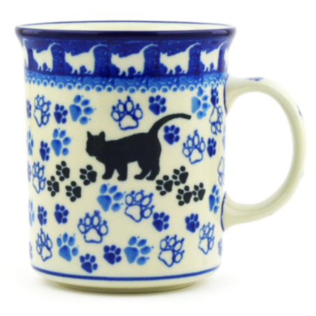 Polish Pottery Straight Mug - 15 oz - Black Cat