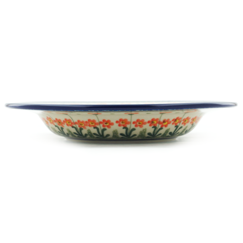 Polish Pottery Pasta or Soup Bowl 10" Peach Spring Daisy
