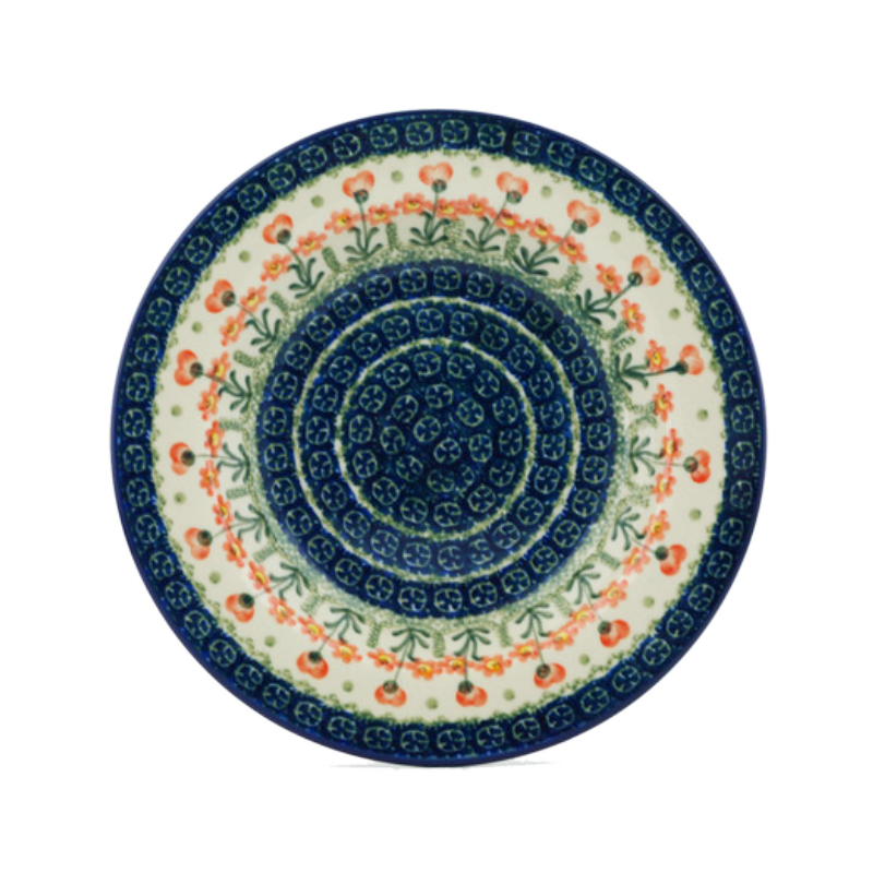 Polish Pottery Pasta or Soup Bowl - 10" - Peach Spring Daisy