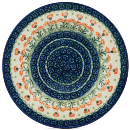 Polish Pottery Pasta or Soup Bowl - 10" - Peach Spring Daisy