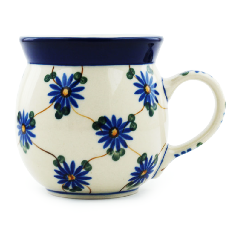 Polish Pottery Bubble Mug - 8 oz - Daisy Lattice