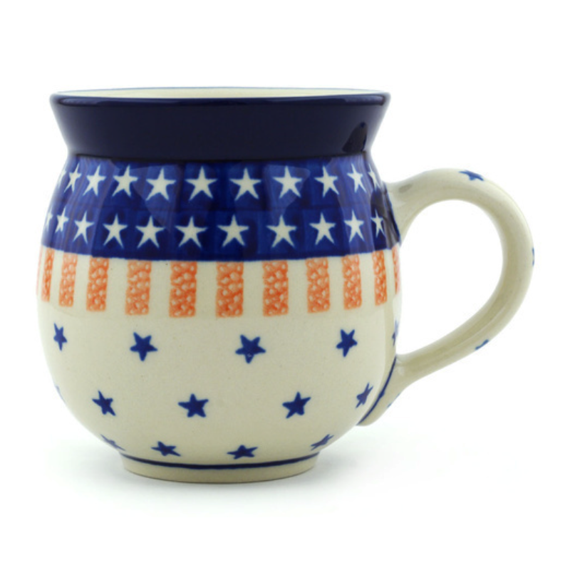Polish Pottery Bubble Mug - 12 oz - Stars and Stripes