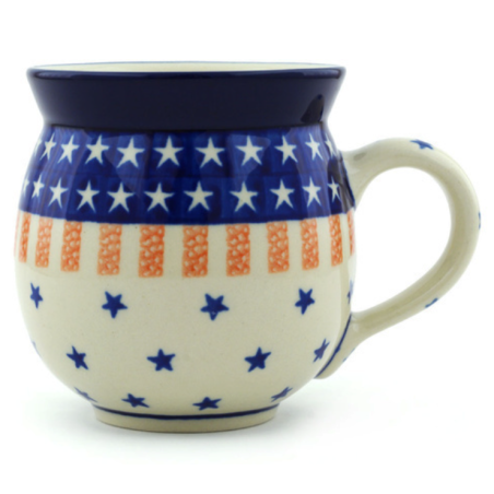 Polish Pottery Bubble Mug - 12 oz - Stars and Stripes
