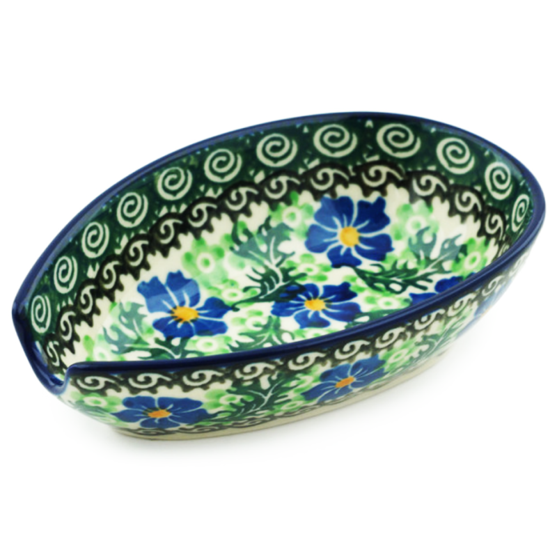 Polish Pottery Spoon Rest - 5" - Violets