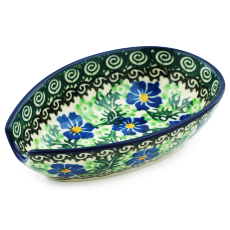 Polish Pottery Spoon Rest - 5" - Violets