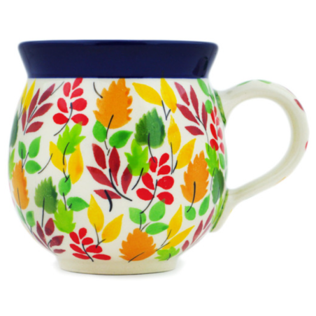Polish Pottery Bubble Mug - 12 oz - Autumn Leaves - Unikat