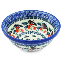 Polish Pottery Bowl - 5.5" - Holly Robin