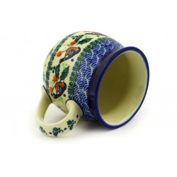 Polish Pottery Bubble Mug - 8 oz - Holly Robin