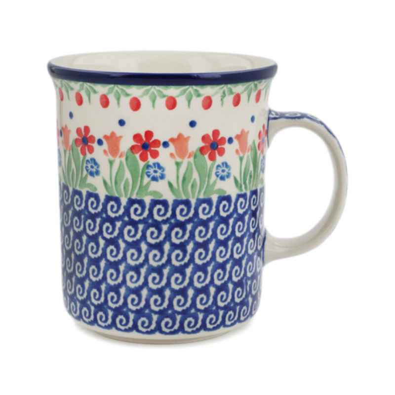 Polish Pottery Straight Mug - 15 oz - Flower Garden