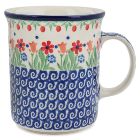 Polish Pottery Straight Mug - 15 oz - Flower Garden