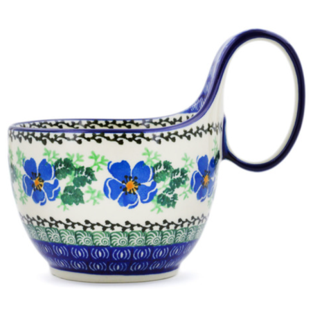 Polish Pottery Bowl - 4" with Handle - Morning Glory