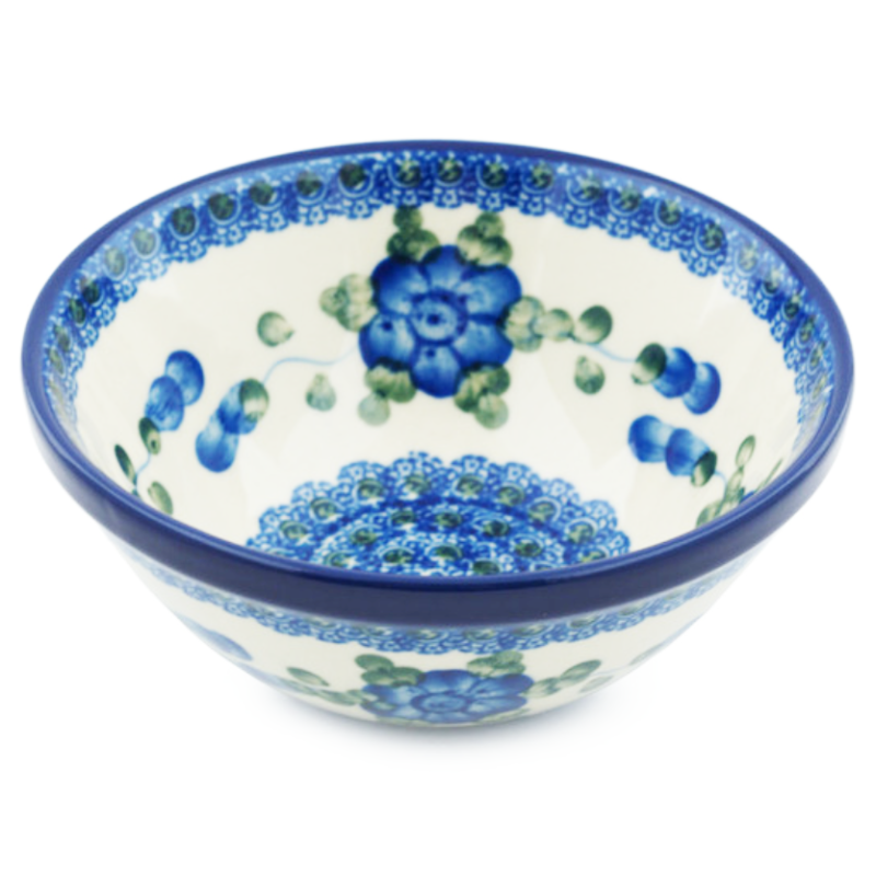 Polish Pottery Bowl - 5.5" - Blue Poppy