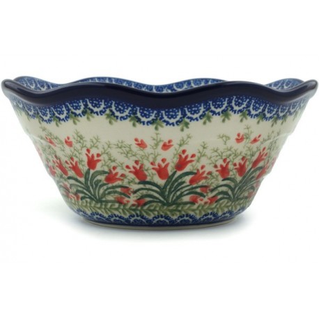 Wavy Bowl - 8" - Crimson Bells