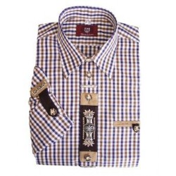 L German Traditional Men's Fest Shirt Brown/Purple