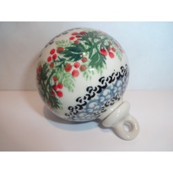 Polish Pottery 4" Ball Ornament - Holly Berry